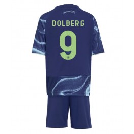 Ajax Kasper Dolberg #9 Uit tenue Kids 2025-26 Korte Mouw (+ Korte broeken)